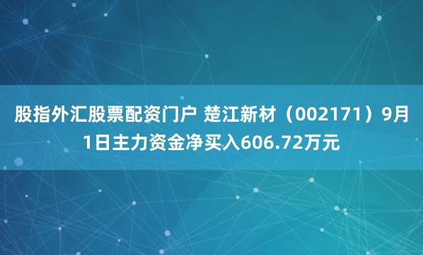股指外汇股票配资门户 楚江新材（002171）9月1日主力资金净买入606.72万元