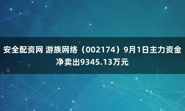 安全配资网 游族网络（002174）9月1日主力资金净卖出9345.13万元